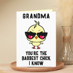 Funny Bad Chick Chicken Grandmother Happy Birthday Thank You Card<br><div class="desc">Looking for a unique way to express your love and humour to your grandparent? Our funny chicken greeting card is the perfect choice for your grandmother on her birthday! Customize it by adding your own personal message. Design features a cool baby chick wearing sunglasses with a red heart in them....</div>