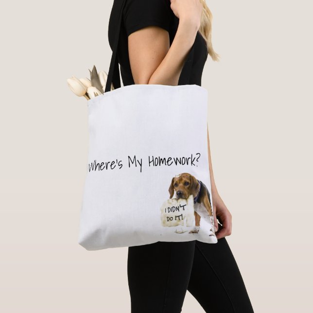 Funny Bad Dog Puppy I Didn't Do It Tote Book Bag (Close Up)