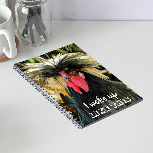 Funny Bad Hair Chicken Meme Notebook (In Situ)