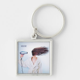 Funny Bad Hair Day custom monogram key chain