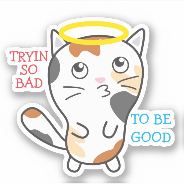 Funny bad kitty calico cat halo personalized (Front)