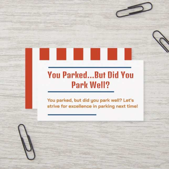 Funny Bad Parking Business Card (Front/Back In Situ)