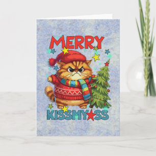 Funny bad tempered christmas cat card