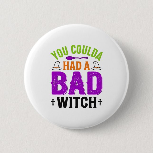 Funny Bad Witch Halloween Quote Vector Design_1 2 Inch Round Button (Front)