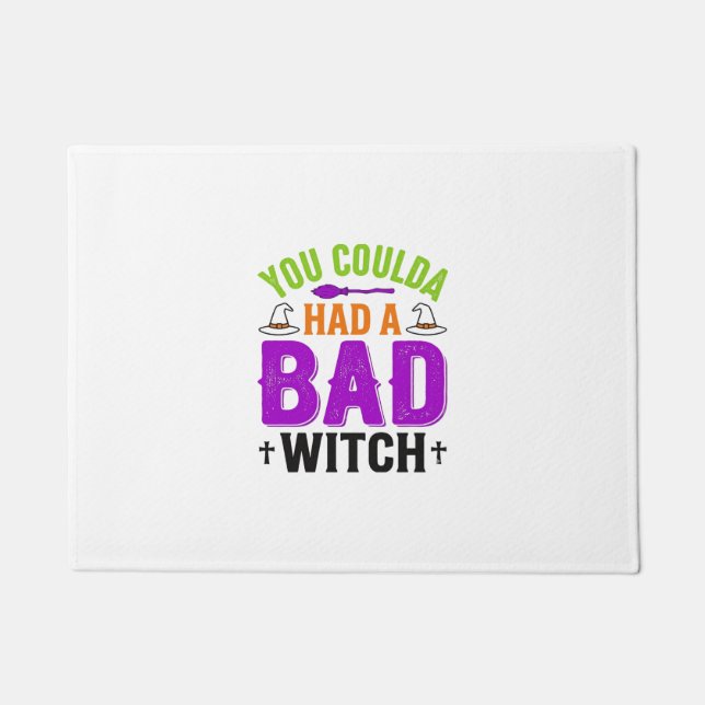 Funny Bad Witch Halloween Quote Vector Design_1 Doormat (Front)