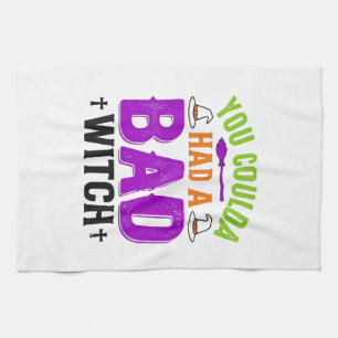 Funny Bad Witch Halloween Quote Vector Design_1 Kitchen Towel