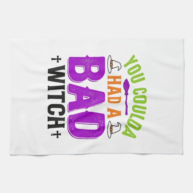Funny Bad Witch Halloween Quote Vector Design_1 Kitchen Towel (Horizontal)