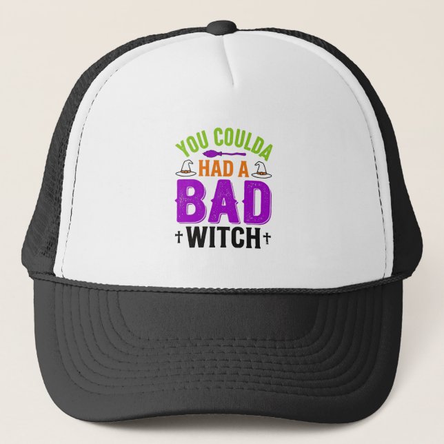 Funny Bad Witch Halloween Quote Vector Design_1 Trucker Hat (Front)