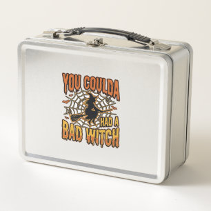 Funny Bad Witch Halloween Vintage Engraving Design Metal Lunch Box