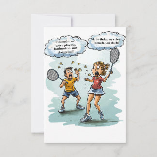 Funny Badminton Carte d'anniversaire