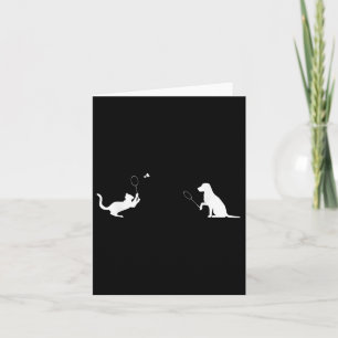 Funny Badminton Cat And Dog Design Apparel Kitten Card