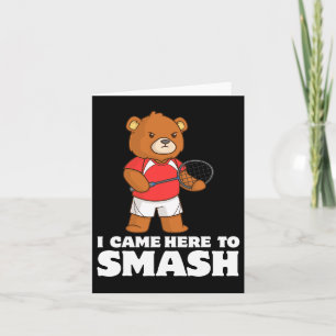 Funny Badminton Competitive Bear Player Smasher Card