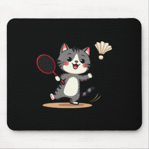 Funny Badminton Cute Cat Racket Shuttle Men Women  Mouse Pad