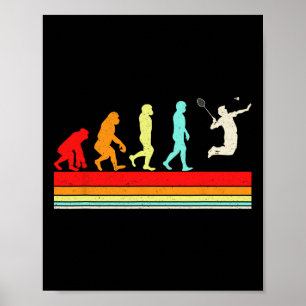 Funny Badminton Evolution Retro Vintage Design For Poster