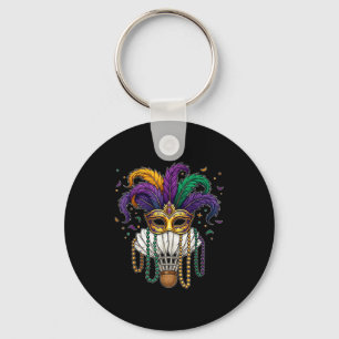 Funny Badminton Mardi Gras Mask Beads For Women Me Keychain