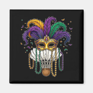 Funny Badminton Mardi Gras Mask Beads For Women Me Magnet