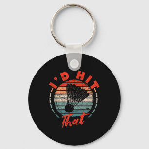 Funny Badminton Player Cool Vintage Shuttle Id Hit Keychain
