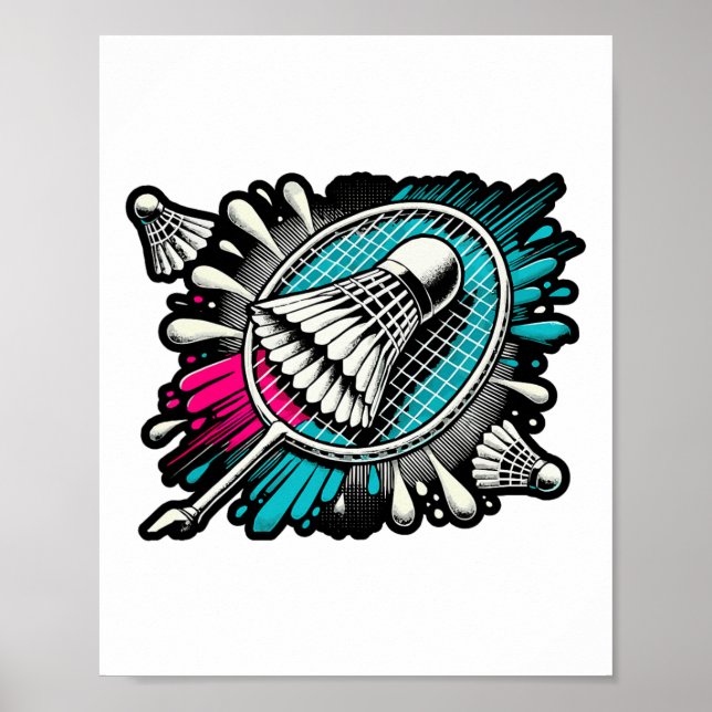 Funny Badminton Player Love Shuttle Design 17  Poster (Front)