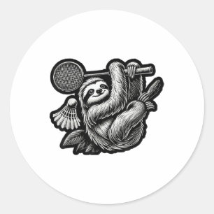 Funny Badminton Player Love Shuttle Design _7  Classic Round Sticker