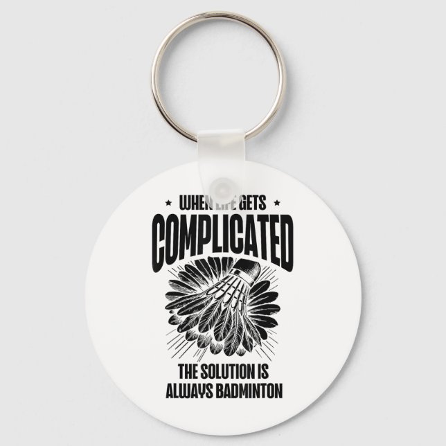 Funny Badminton Player Love Shuttle Design  Keychain (Front)