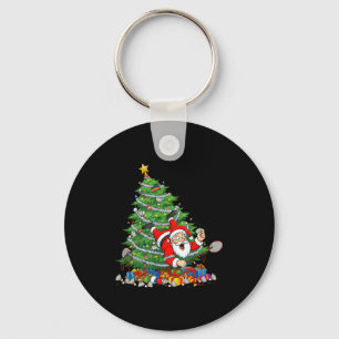 Funny Badminton Santa Christmas Tree Xmas Womens M Keychain