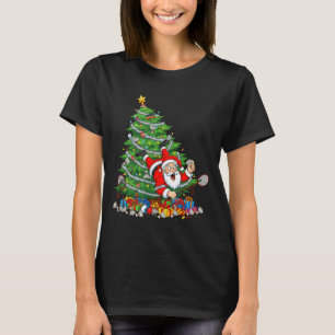 Funny Badminton Santa Christmas Tree Xmas Womens M T-Shirt