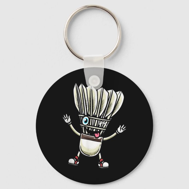 Funny Badminton Shuttle Player Design Men Women  Keychain (Front)