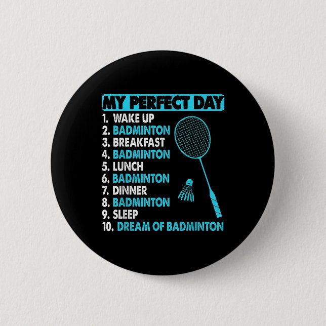 Funny Badminton Shuttle Rackets Novelty Tee  2 Inch Round Button (Front)