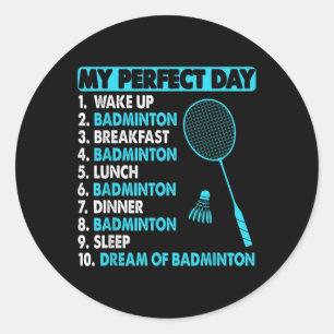 Funny Badminton Shuttle Rackets Novelty Tee Classic Round Sticker