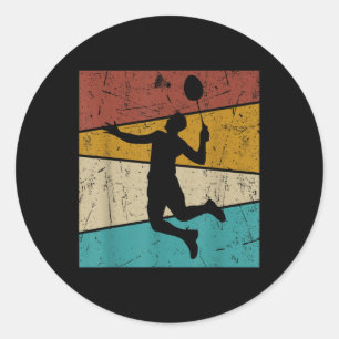 Funny Badminton Shuttle Vintage Retro For Men Wome Classic Round Sticker