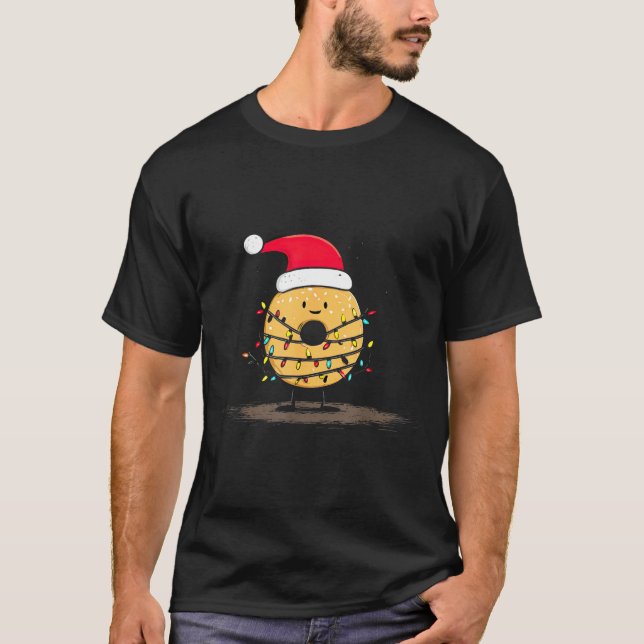 Funny Bagel Christmas Graphics Lights Lover  T-Shirt (Front)