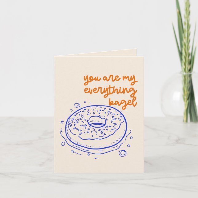 Funny Bagel Lovers Valentine Love Blank Inside  Card (Front)