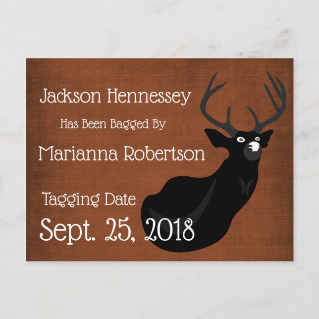 Funny Bagged Buck Save the Date Announcement Postcard (Front)