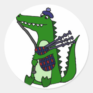 Funny Bagpipe Playing Alligator Classic Round Sticker