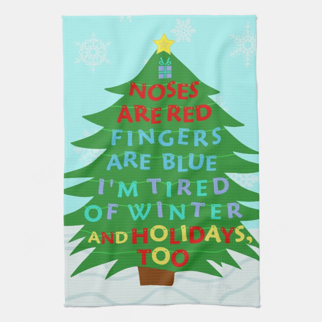 Funny Bah Humbug Christmas Poem Kitchen Towel (Vertical)