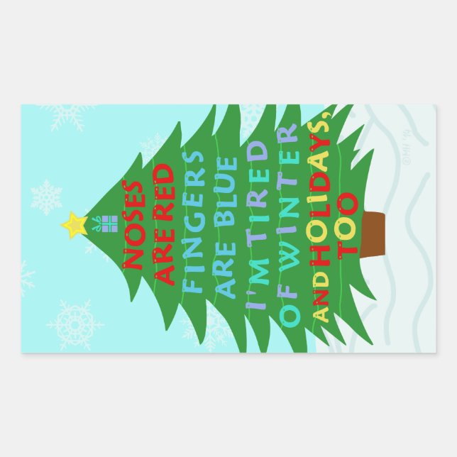 Funny Bah Humbug Christmas Poem Sticker (Front)