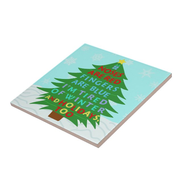 Funny Bah Humbug Christmas Poem Tile (Side)