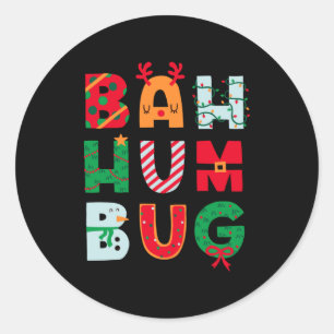 Funny Bah Humbug Holiday  Classic Round Sticker