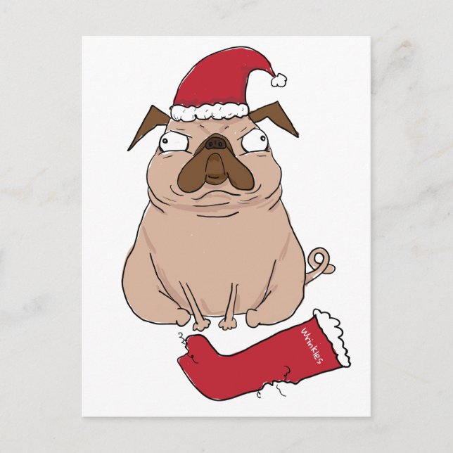 Funny Bah Humpug Père Noël Carlin Carte de Noël pe (Devant)