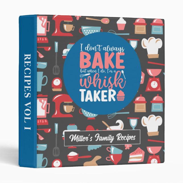 Funny Baker Baking Meme Retro Bakery Pattern Binder (Front/Spine)