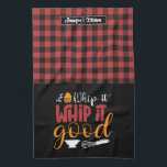 Funny Baker Pun Whip It Good Red Plaid Pattern Kitchen Towel<br><div class="desc">Funny and cool kitchen towel to make cooking more fun. Personalized gift for family and friends who love cooking, baking and trying new recipe in the kitchen. Customize the wording to fit your occasion. You can use the Design Tool to further change the font type, font colour and font size....</div>