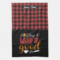 Funny Baker Pun Whip It Good Red Plaid Pattern