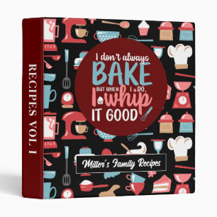 Funny Baker Whip It Good Retro Baking Pattern Binder