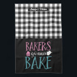 Funny Baking Bakers Gonna Bake Black White Plaid Kitchen Towel<br><div class="desc">Funny and cool kitchen towel to make cooking more fun. Personalized gift for family and friends who love cooking, baking and trying new recipe in the kitchen. Customize the wording to fit your occasion. You can use the Design Tool to further change the font type, font colour and font size....</div>
