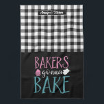 Funny Baking Bakers Gonna Bake Black White Plaid Kitchen Towel<br><div class="desc">Funny and cool kitchen towel to make cooking more fun. Personalized gift for family and friends who love cooking, baking and trying new recipe in the kitchen. Customize the wording to fit your occasion. You can use the Design Tool to further change the font type, font colour and font size....</div>