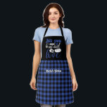 Funny Baking Bread Black Blue Plaid Pattern Apron<br><div class="desc">Funny and cool apron to make cooking more fun. Personalized gift for family and friends who love cooking,  baking and trying new recipe in the kitchen. Customize the wording to fit your occasion. You can use the Design Tool to further change the font type,  font colour and font size.</div>