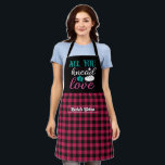 Funny Baking Bread Black Pink Plaid Pattern Apron<br><div class="desc">Funny and cool apron to make cooking more fun. Personalized gift for family and friends who love cooking, baking and trying new recipe in the kitchen. Customize the wording to fit your occasion. You can use the Design Tool to further change the font type, font colour and font size.</div>