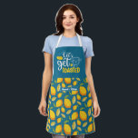 Funny Baking Bread Let's Get Toasted Lemon Pattern Apron<br><div class="desc">Funny and cool apron to make cooking more fun. Personalized gift for family and friends who love cooking,  baking and trying new recipe in the kitchen. Customize the wording to fit your occasion. You can use the Design Tool to further change the font type,  font colour and font size.</div>