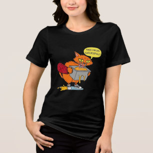 Funny Baking Cat: Task Failed Successfully Sticker Tri-Blend Shirt