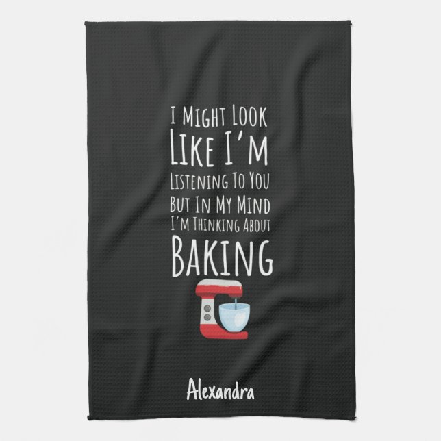 Funny Baking Gifts Baker Chef Humor Personalized Kitchen Towel (Vertical)